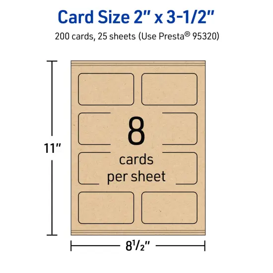 2" x 3-1/2" Rectangle Rounded Corners, Kraft Brown Business Cards {5}
