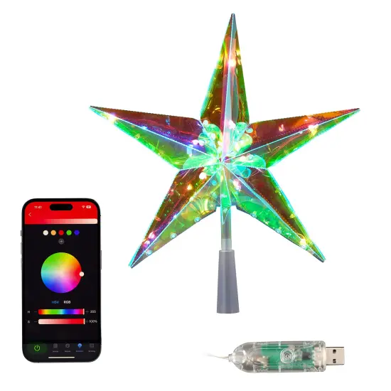 Christmas Vivvi App-Based Prismatic 11" Star Tree Topper {1}