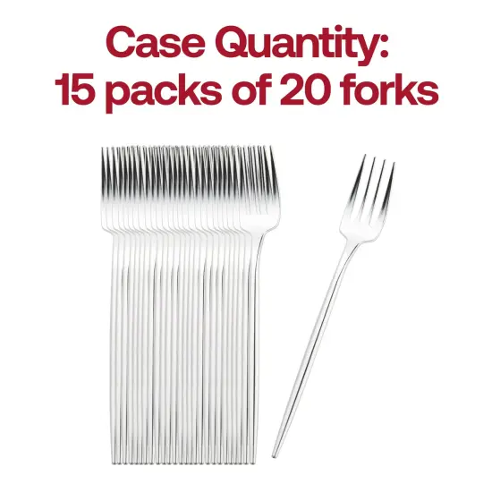 Shiny Silver Moderno Disposable Plastic Dessert Forks (300 Forks) {5}