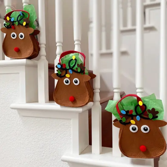 Wrapables Felt Reindeer Gift Bags, Holiday Decorations (Set of 3) {5}
