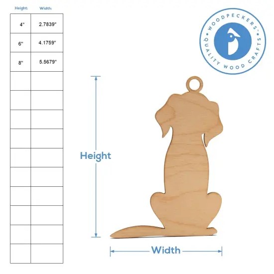 Dog Christmas Ornament, From 4"- 8", Wood Craft & Gift | Woodpeckers {5}