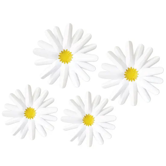 Happily Ever Elementary Retro Remix 4-Piece 3D Daisy Bulletin Board Decorations, Groovy Paper Flowers With Glue Point Dots for Baby Shower, Party, Wedding, and Classroom Decor {1}