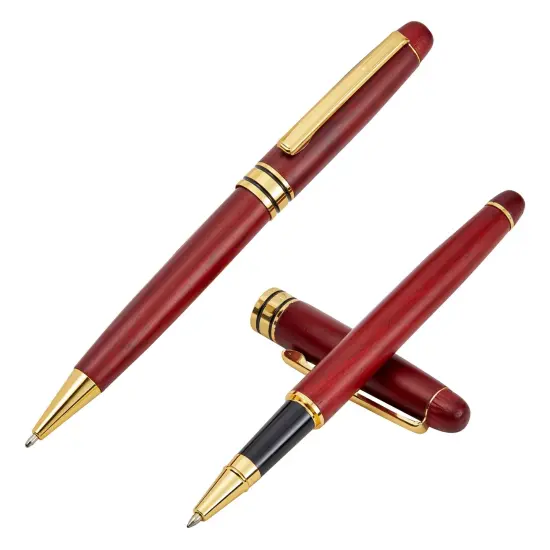 2 Pack Luxury Rosewood Pen Sets for Men Gift - Fancy Nice Ballpoint Pens with Black Ink Refills for Signature Executives Business Office {5}