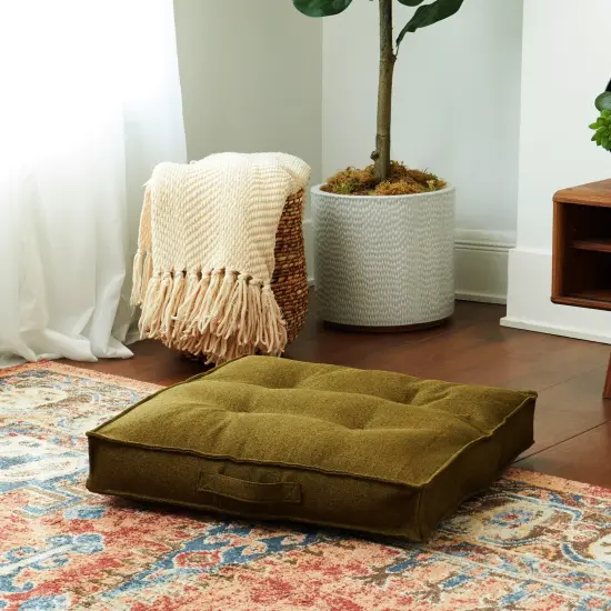 Square Tufted Floor Pillow Black {4}