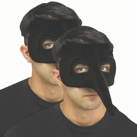 Adults Black Velvet Venetian Raven Half Mask One Size {2}