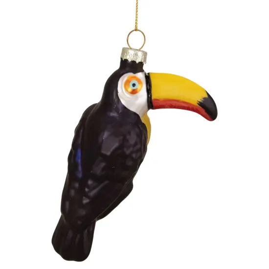 Northlight 4.75" Black and Gold Glass Toucan Bird Christmas Ornament Blue {5}