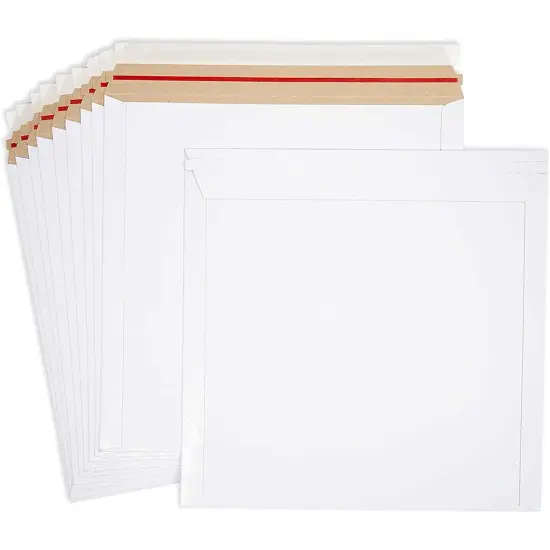 White Rigid Mailing Envelopes, Stay Flat Mailers (12.5 x 12.5 Inches, 100 Pack) {1}