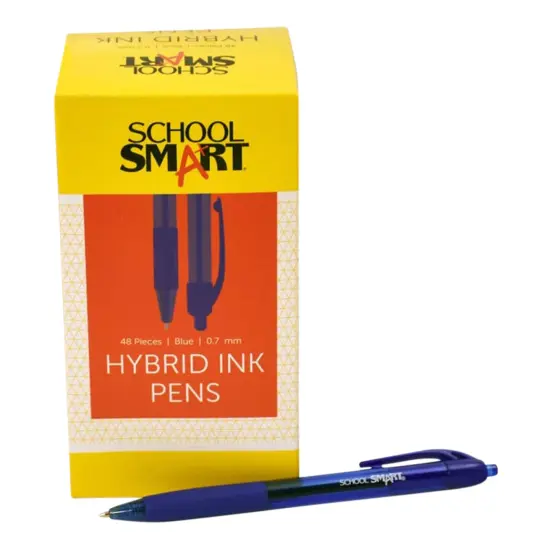School Smart Retractable Hybrid Gel and Ink Pens, Blue, Pack of 48 {3}