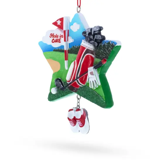 Hole in One Golf Bag with Flag and Shoes Resin Christmas Ornament {3}