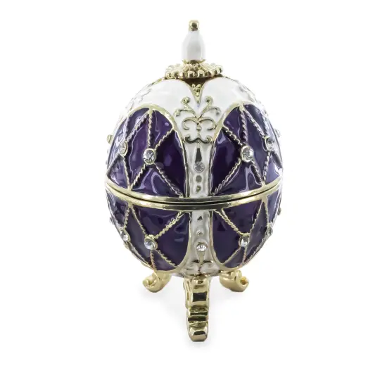 Trellis on Purple Enamel Royal Inspired Easter Egg 2.75 Inches {4}