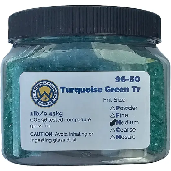 Wissmach Frit Medium Turquoise Green 96-50 1Lb. Jar 96 COE {2}