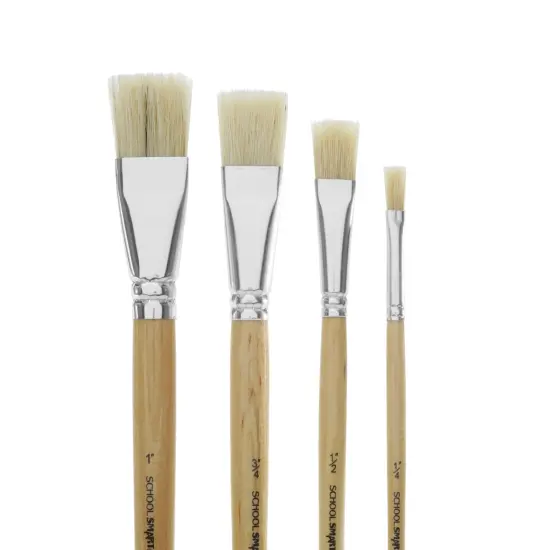 School Smart White Bristle Paint Brushes, Assorted Sizes, Set of 72 {5}