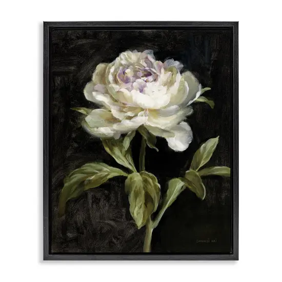 Stupell Industries Peony on Black Floater Framed Canvas Wall Art Design by Danhui Nai {1}