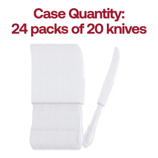 White Baroque Disposable Plastic Dinner Knives (480 Knives) {5}