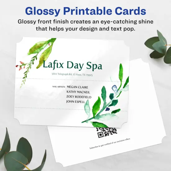 Avery 4-1/4" x 5-1/2" Rectangle Scalloped, Glossy White Postcards {2}