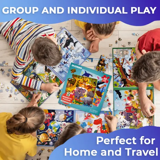 QUOKKA Magnetic Puzzles for Toddlers 2-4 - 2x48 Travel Puzzle Games for Kids Ages 3-5 Years Old - Car Activities Toy for Boys and Girls 4-6 yo - Africa & Ocean Animals Learning Magnet for Road Trip {5}