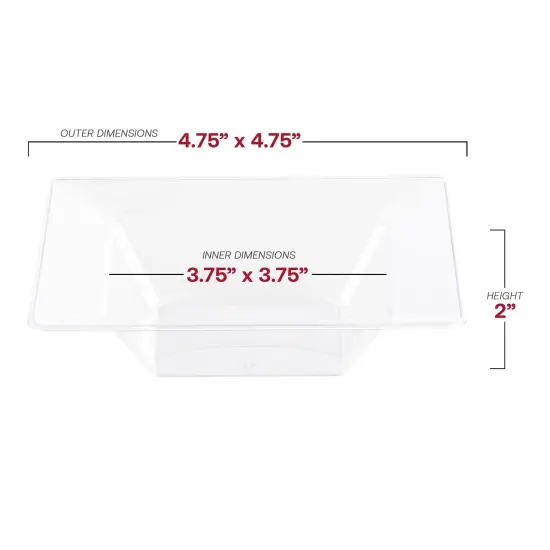 Clear Square Plastic Dessert Bowls - 5 oz. (120 Bowls) {3}