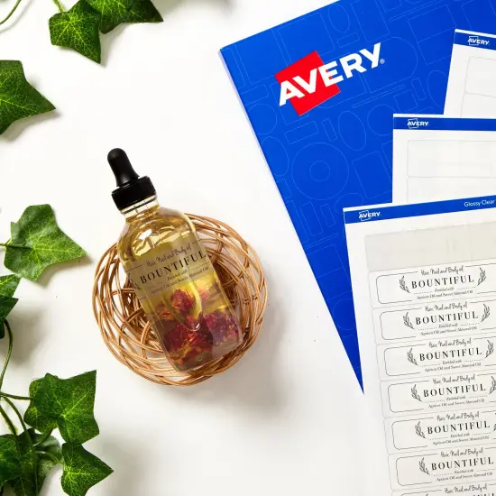 Avery Glossy Clear Rectangle Labels with Sure Feed, 15/16" x 3-7/16" {3}