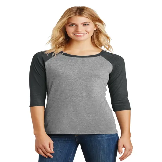 District&reg; Women&rsquo;s Perfect Three-Quarter Sleeve Raglan Black F/Grey Frost {1}
