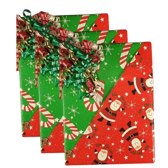 24''x417' Gold Dot & Stripe Two Sides Double the Joy The Best Reversible Christmas Wrapping Papers {5}