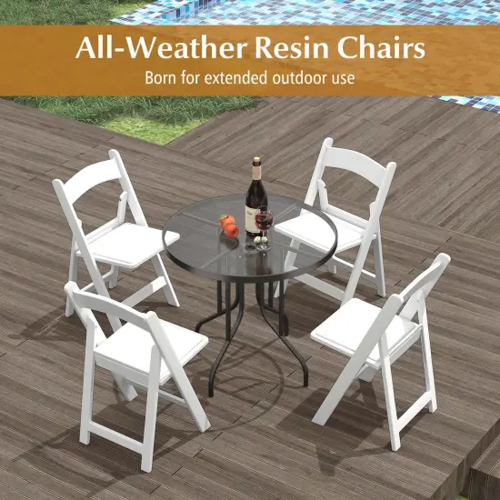 Costway 4/8/12/16/20 Pack Resin Folding Chairs with Padded Seat All-Weather Resin Frame Patio {5}