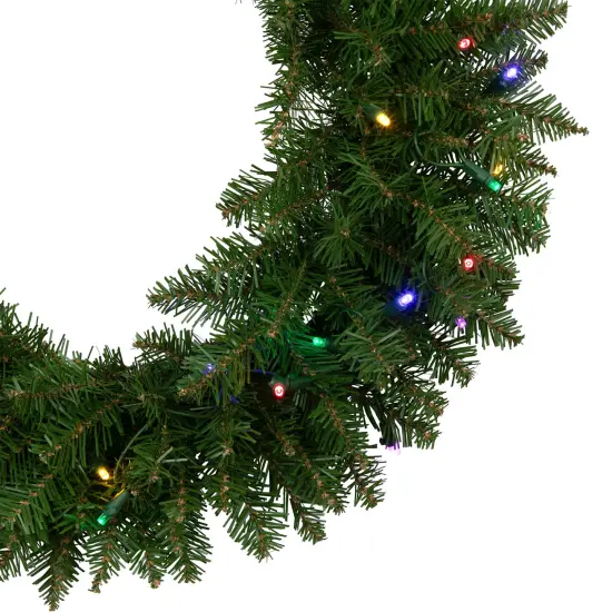 Northlight Pre-Lit Northern Pine Artificial Christmas Wreath - 24" - Multicolor LED Lights Green {4}