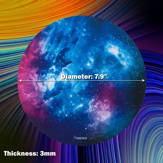 Insten Nebula Galaxy Mouse Pad Round, Non Slip Rubber Base, Smooth Surface Mat, For Home Office Gaming, Blue Purple {5}