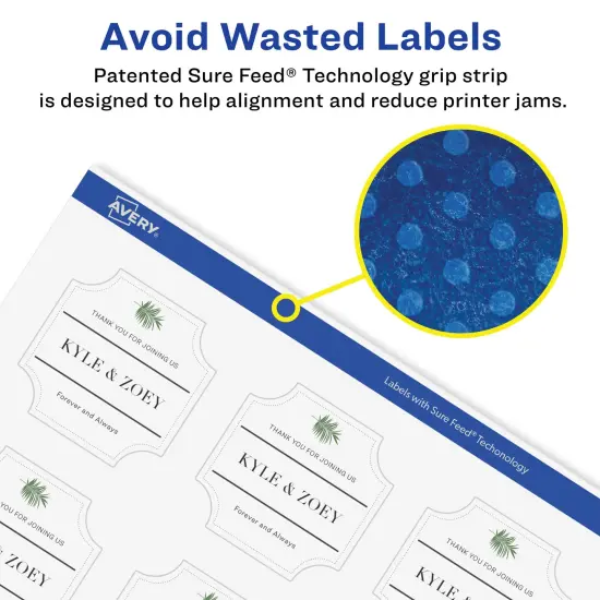 Avery Glossy Clear Square Scalloped Labels with Sure Feed, 1-5/8" x 1-5/8" {4}