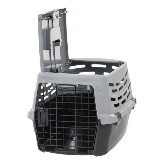 IRIS USA Small Pet Travel Carrier with Front and Top Access, Black/Gray {3}