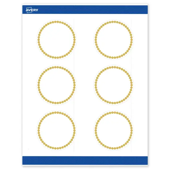 Avery Printable Round Labels, Gold Beads, 3" Diameter, Matte White Round Labels, Permanent, Laser/Inkjet, 60ct, Great for Product Labels {1}
