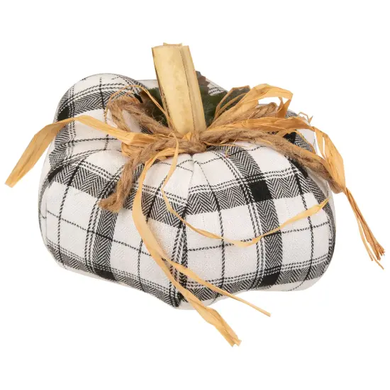 Northlight Plaid Fall Harvest Pumpkin Decoration - 6.5" - White and Black {3}