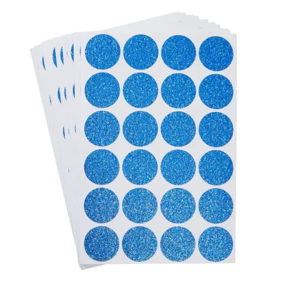 360-Pack 1-Inch Round Glitter Dots, Sparkle Stickers for Wedding, Birthday, and Graduation Invitations, Adhesive Envelope Seal Stickers, DIY Crafting Supplies (Blue) {1}