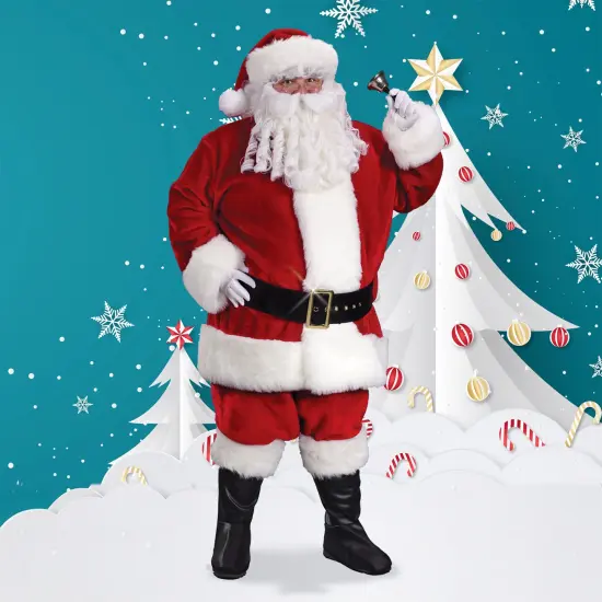 Fun World Regency Plush Crimson Adult Santa Claus Suit Christmas Costume - Standard Size Red {1}