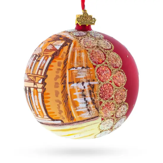 Petra, Jordan Glass Ball Christmas Ornament 4 Inches {4}
