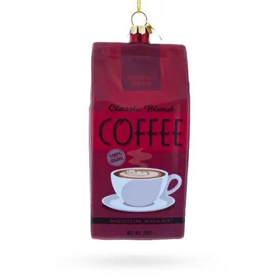 Coffee Bag Glass Christmas Ornament {3}