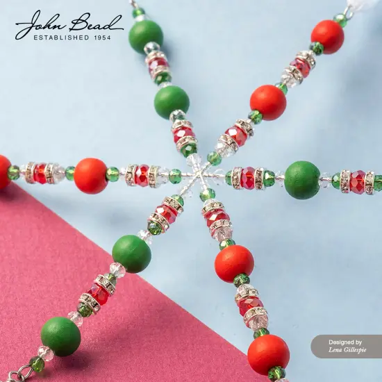 Crystal Lane DIY 7" Designer Holiday Red & Green Glass Bead Mix Strand Wood / Red & Green {2}