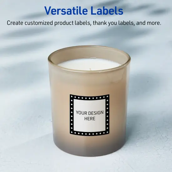 Avery Printable Square Labels, Black and White Polka Dots, 2" x 2", Matte White Square Labels, Permanent, Laser/Inkjet, 120ct, Great for Product Labels {6}