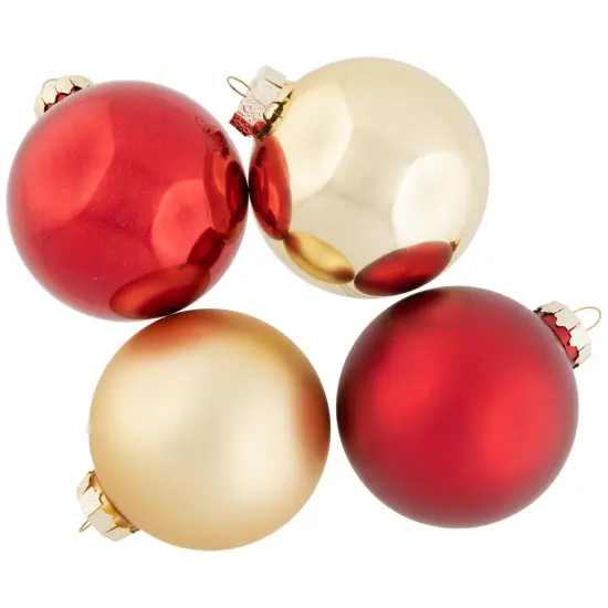 Northlight 2-Finish Glass Christmas Ball Ornaments -3.25" (80mm) - Red and Gold - 72ct {5}