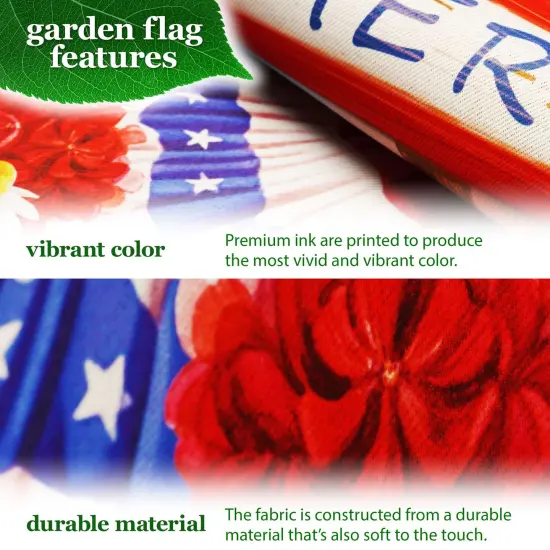 G128 Combo Pack: Garden Flag Stand 36x16IN & Garden Flag America My Home My Heart Printed 12x18IN Double Sided {3}