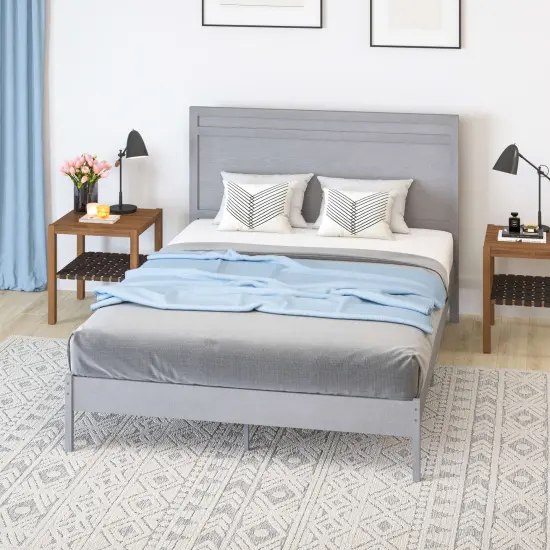 Merrick Lane Somerset Solid Wood Platform Bed with Wooden Slats and Headboard, No Box Spring Needed {6}