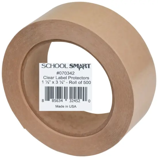 School Smart Vinyl Label Protectors, Round Corner Rectangle, 1-1/2 x 3-1/4 Inches, Clear, Pack of 500 {2}