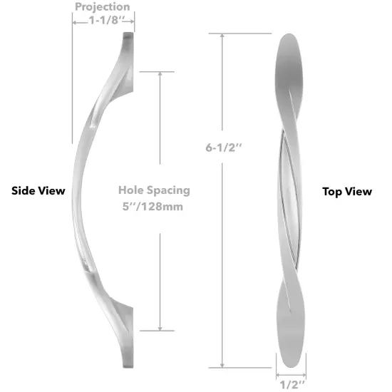 Cauldham Solid Braided Kitchen Cabinet Pulls Handles (5" Hole Centers) - Drawer/Door Hardware - Style M260 - Satin Nickel {5}