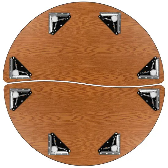 Emma and Oliver 2 Piece 47.5" Circle Wave Collaborative Grey Adjustable Activity Table Set {6}