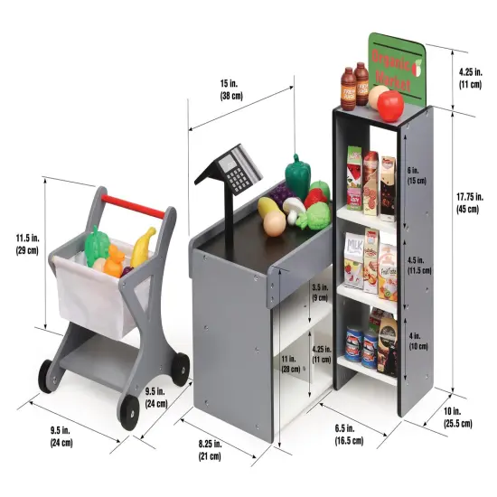 Badger Basket Fresh Market Doll Playset with Shopping Cart and Accessories {4}