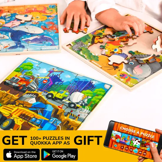 28 Pieces Wooden Puzzles for Kids | Transport {6}