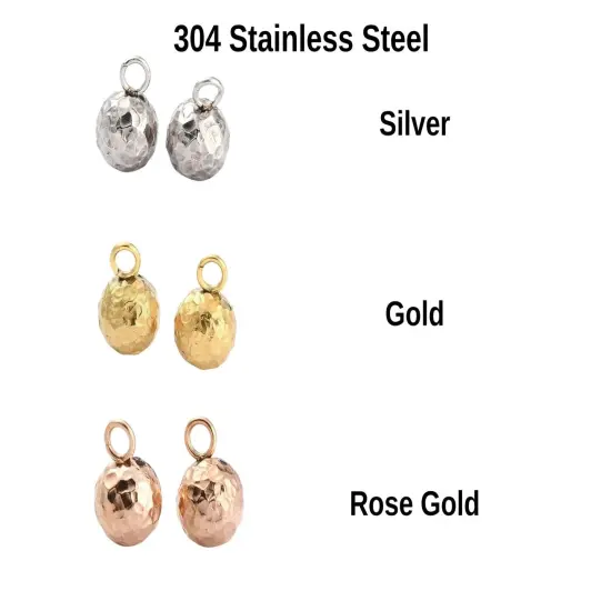 *25* 6mm Plated 304 Stainless Steel Hammered Ball Charms - Choose Your Color Rose Gold (1317) {4}