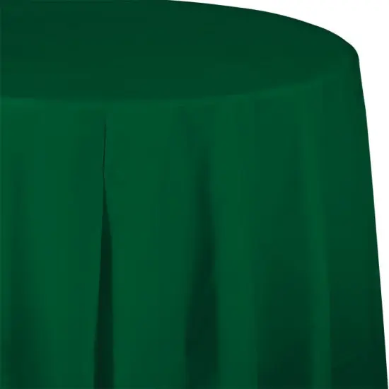 12 pc Bulk Hunter Green Round Plastic 82 inch Table Covers {1}
