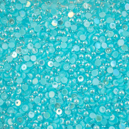 Crystal Lane DIY SS12(3mm) Plastic Pearl Flatback Rhinestones, 1850pcs Light Blue AB {1}