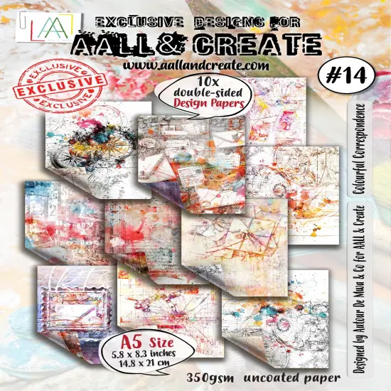 AALL And Create Design Double-Sided Cardstock A5 10/Pkg -Colourful Correspondence {1}