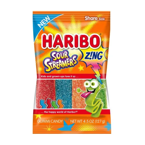 Haribo Z!ng Sour Streamer Gummi Candy 4.5 oz, 12 ct {1}